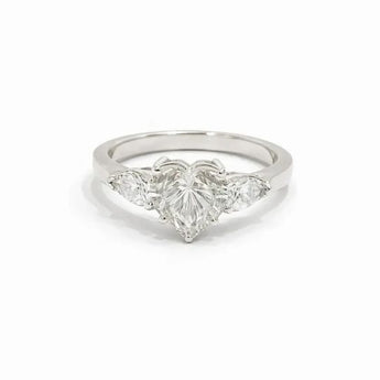 3 Carat Heart Diamond Ring with Pear Side Accents