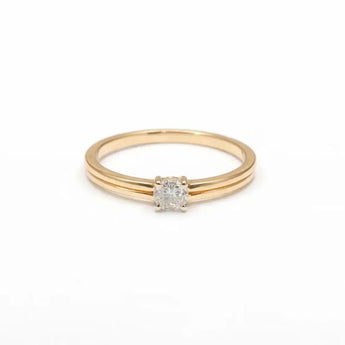 Yellow Gold Round Diamond Solitaire Engagement Ring