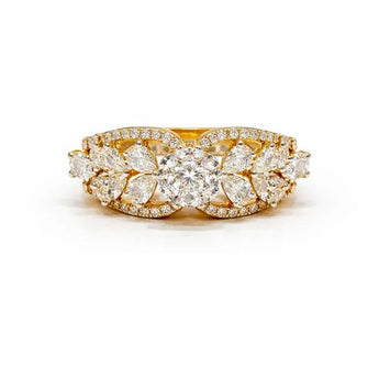 Magnificent 1.75ct Diamond Tiara Ring with Radiant Marquise Petals