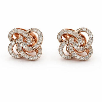 Swirl Design Diamond Cluster Stud Earrings in 14K Rose Gold