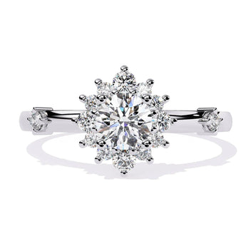 Buy Delicate Halo Diamond Engagement Ring from Ivana Jewels Best lab grown diamond jewellery brand