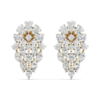 3.8ct Pear & Marquise Diamond Gold Earrings - Best Lab Grown Diamond.
