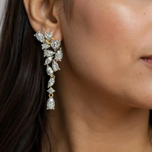 Buy 2 Carat Lab Grown Diamond Cluster Cascade Earrings | Ivana Jewels Best lab grown diamond jewellery brand