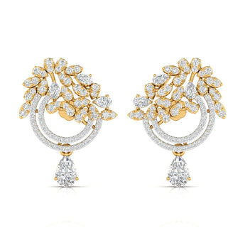 Diamond Dangling Earrings with Floral Design Best lab grown diamond jewellery brand