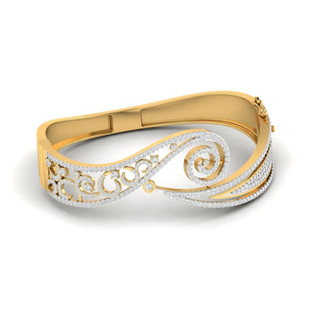 Buy 2 Carat Swirl Gold Diamond Bangle Online from Ivana Jewels Best lab grown diamond jewellery brand