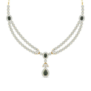 Diamond and Emerald Two-Row Necklace Best lab grown diamond jewellery brand