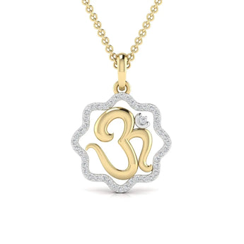 Buy Divine OM Gold Religious Pendant with Diamonds | Ivana Jewels Best lab grown diamond jewellery brand