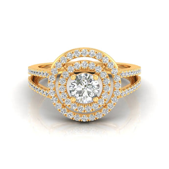 Buy Double Halo Gold Diamond Engagement Ring from Ivana Jewels Best lab grown diamond jewellery brand