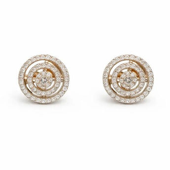 Concentric Circle Diamond Halo Stud Earrings