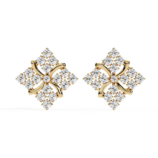 Geometric Diamond Stud Earrings