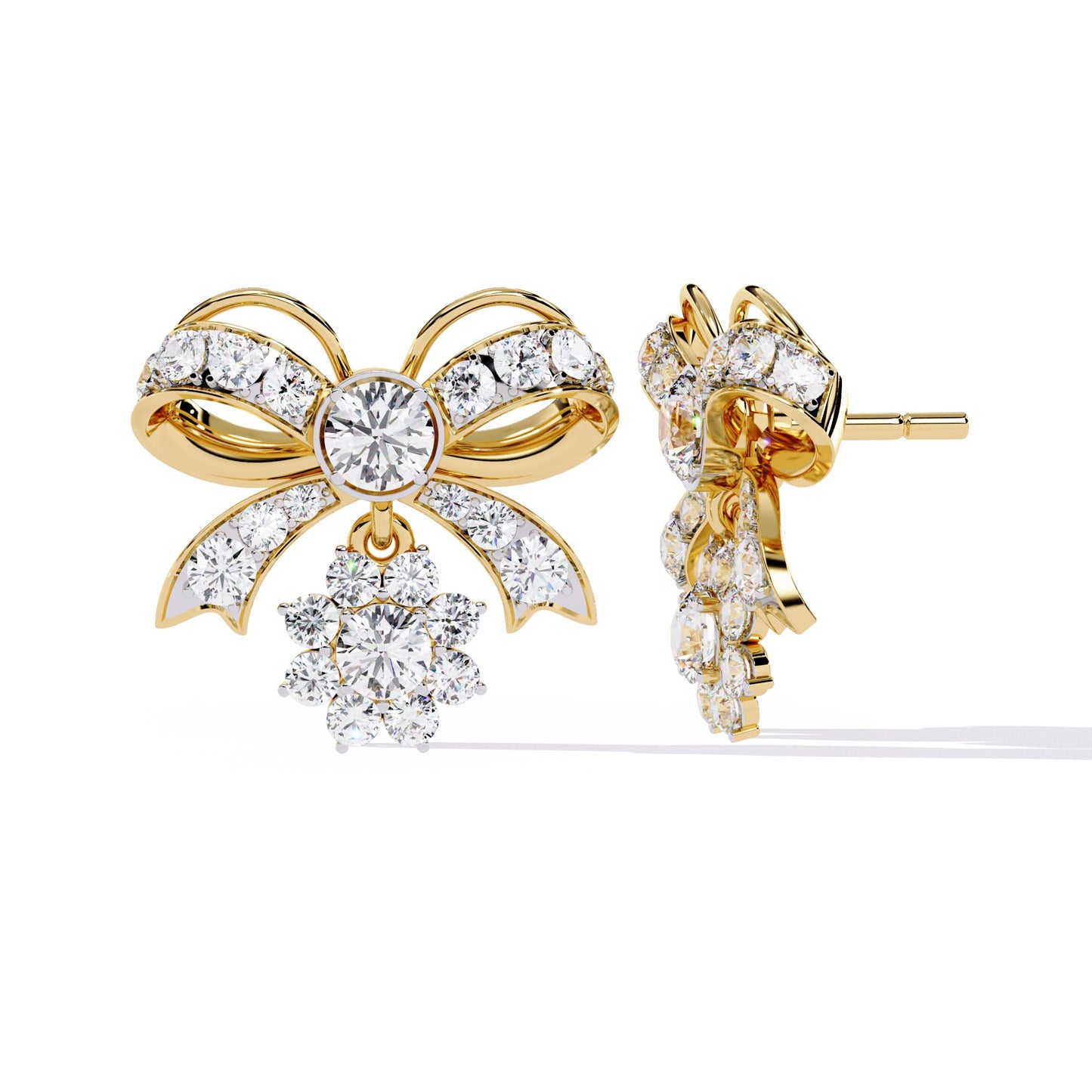 Dainty Bow and Crystal Earrings