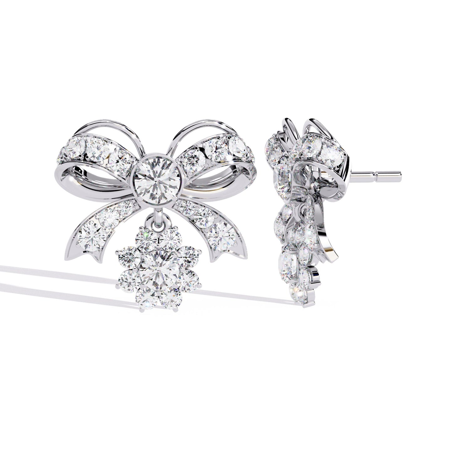 Dainty Bow and Crystal Earrings