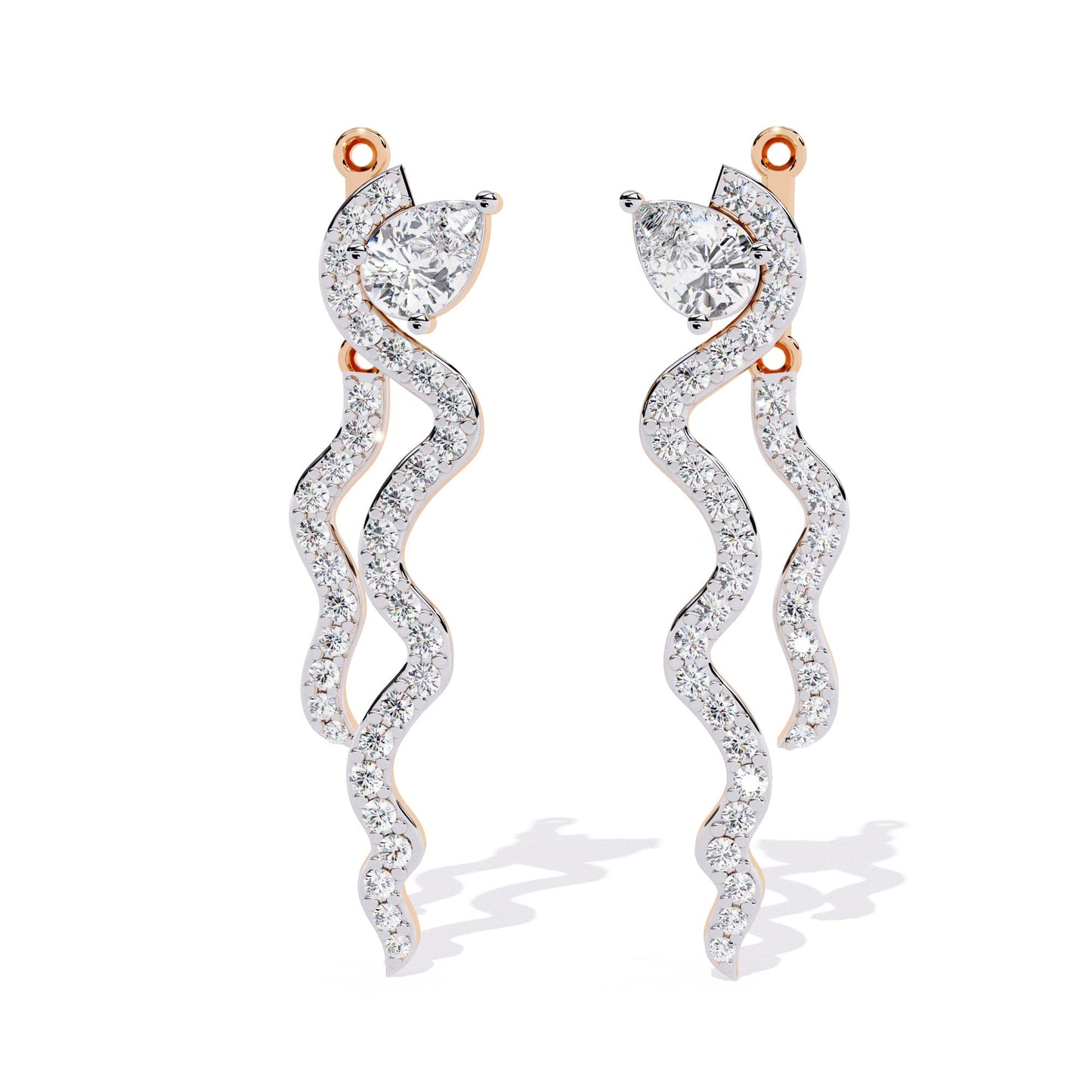 Wavy Diamond Drop Earrings