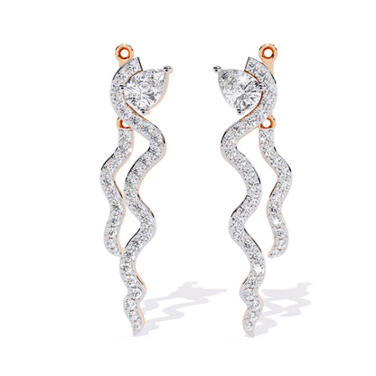 Wavy Diamond Drop Earrings