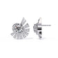 1.0ct Radiant Spiral Diamond Earrings with Fan Accents in White Gold