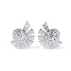 1.0ct Radiant Spiral Diamond Earrings with Fan Accents in White Gold