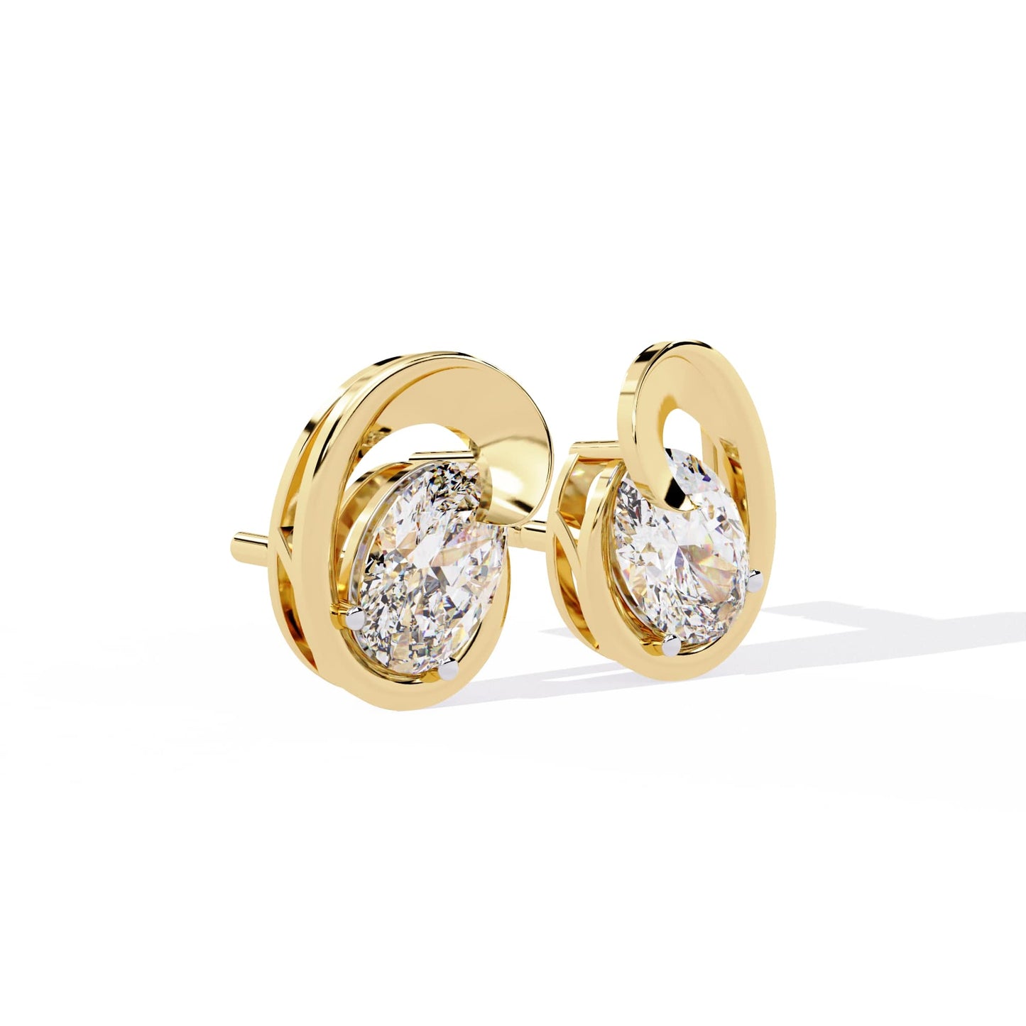 Oval Diamond Orbit Earrings