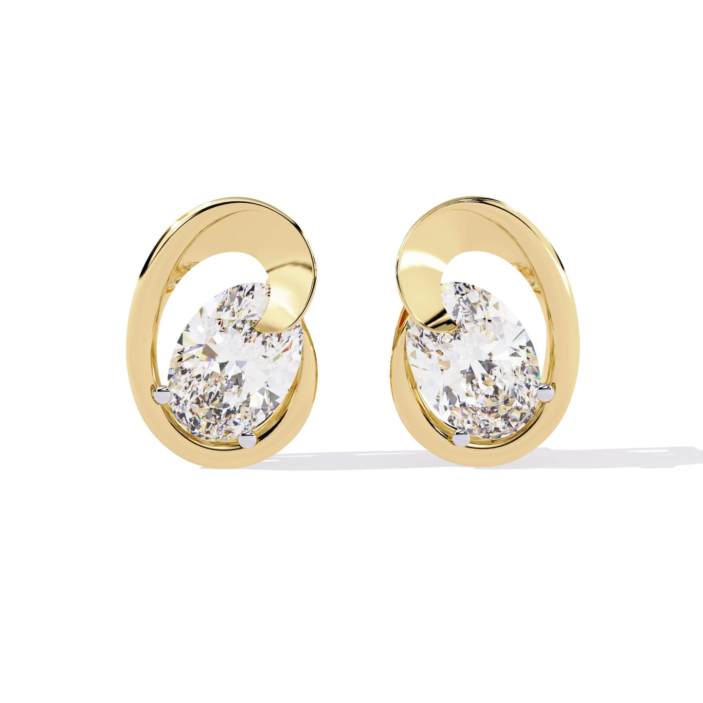 Oval Diamond Orbit Earrings