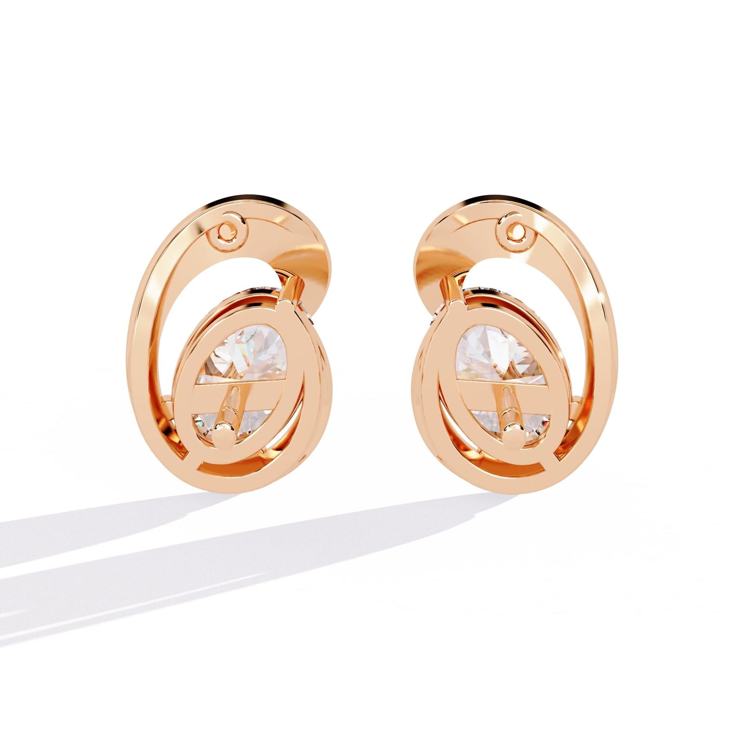 Oval Diamond Orbit Earrings