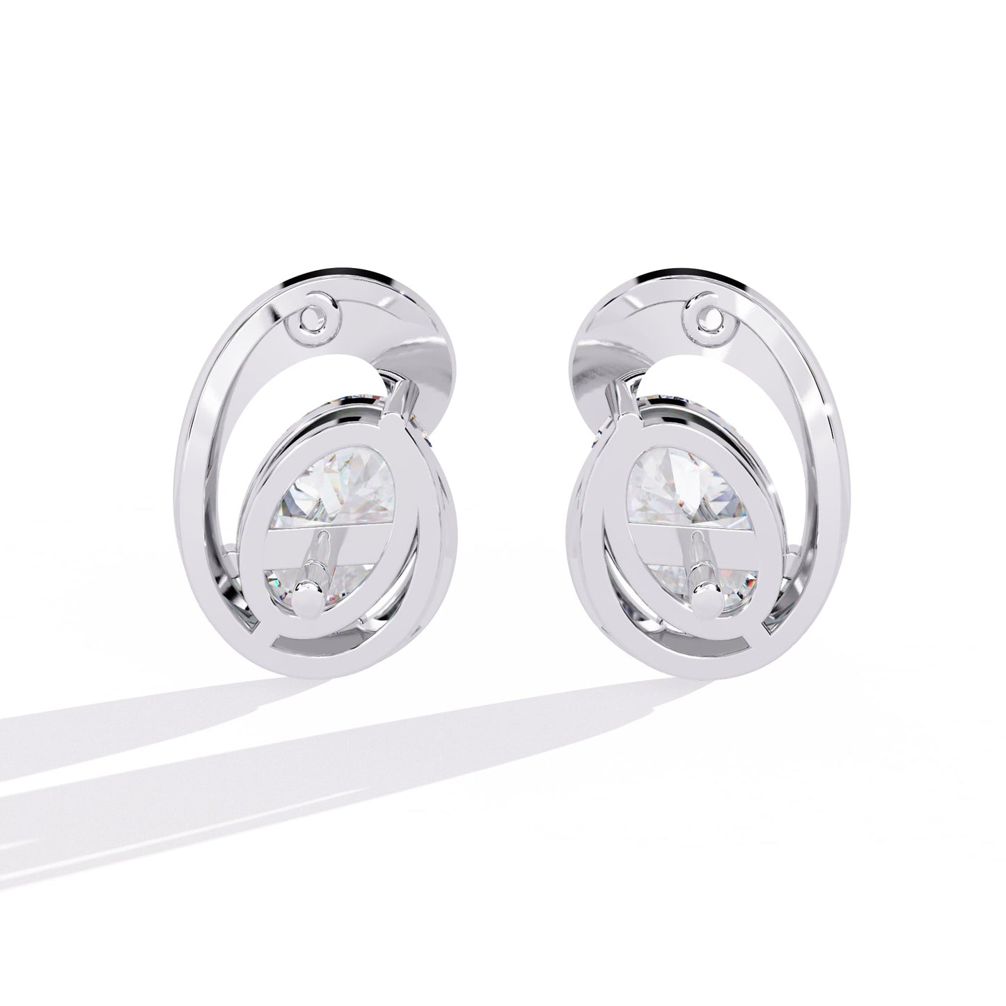 Oval Diamond Orbit Earrings