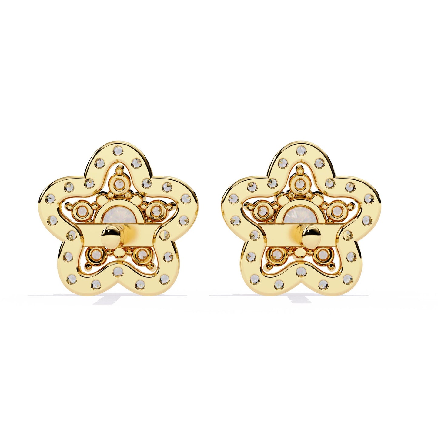 Sparkling Diamond Flower Earrings