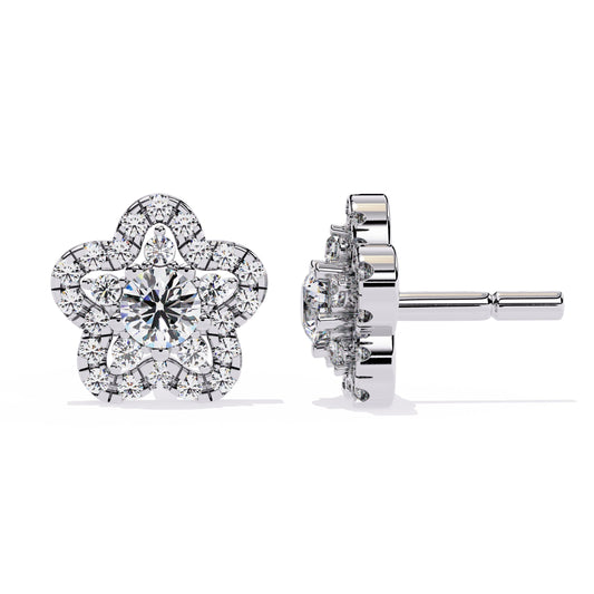 Sparkling Diamond Flower Earrings