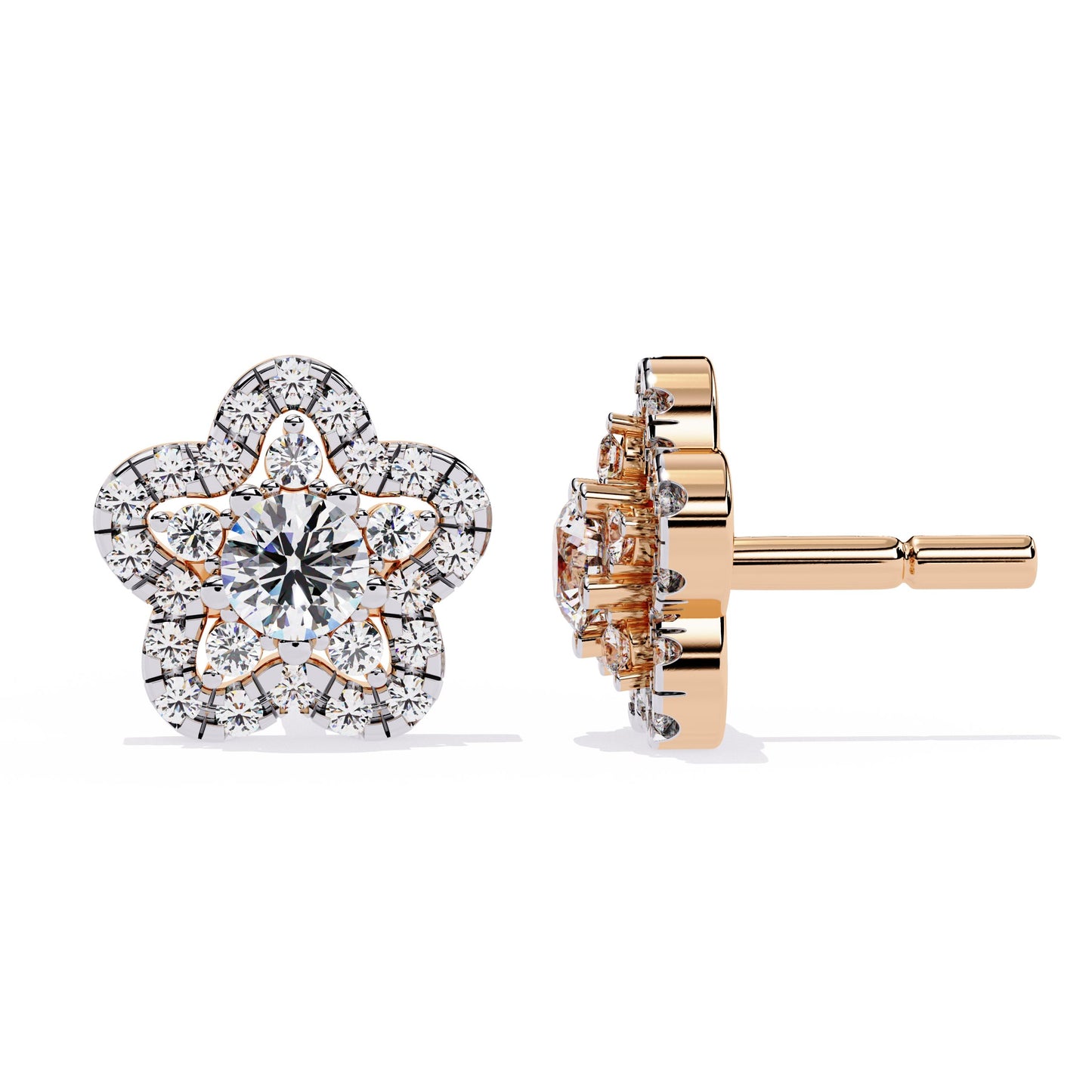 Sparkling Diamond Flower Earrings