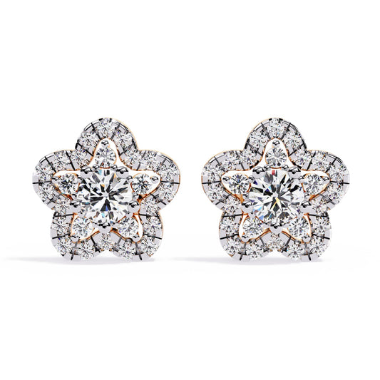 Sparkling Diamond Flower Earrings