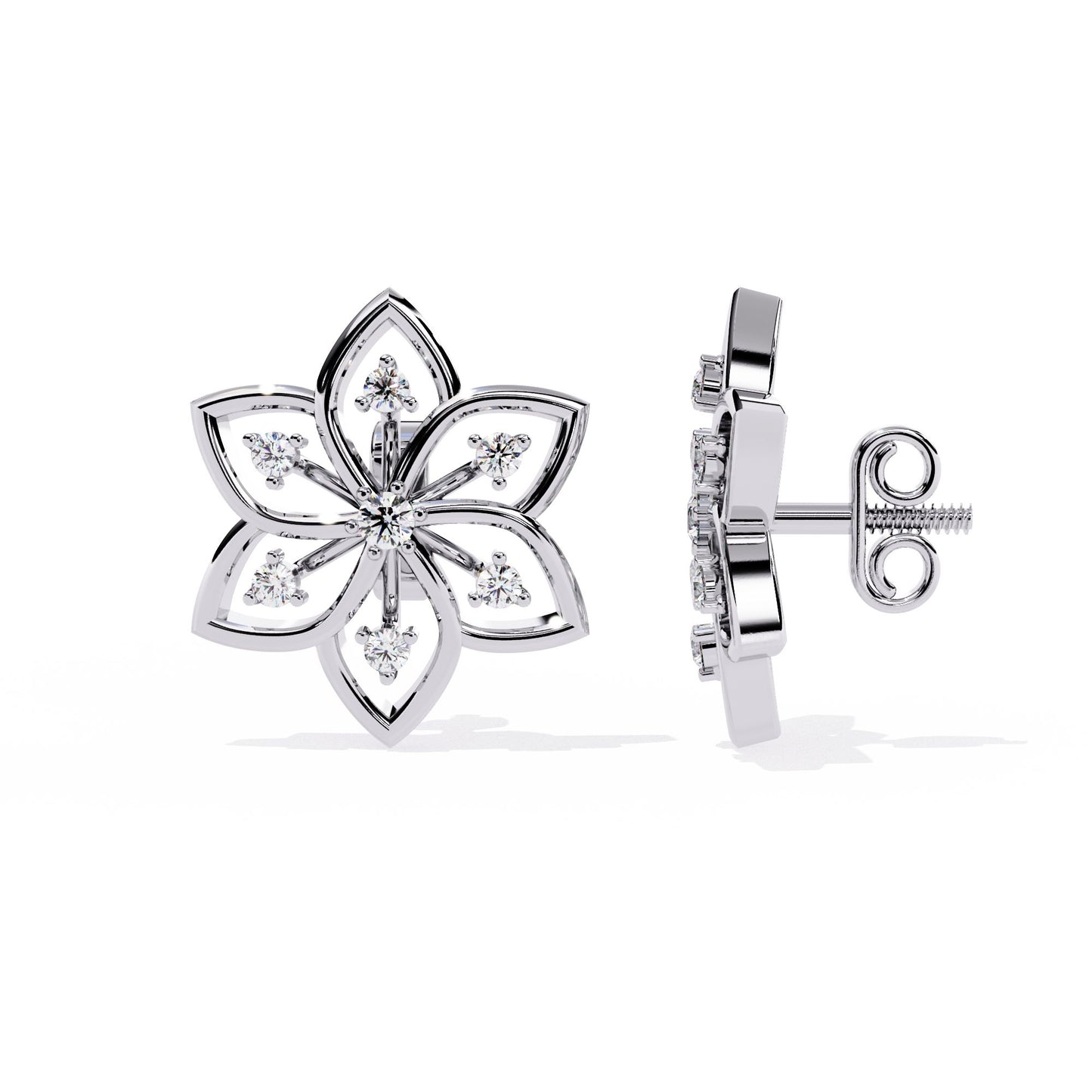 Pretty  Flower Studs with Diamond Sparkle