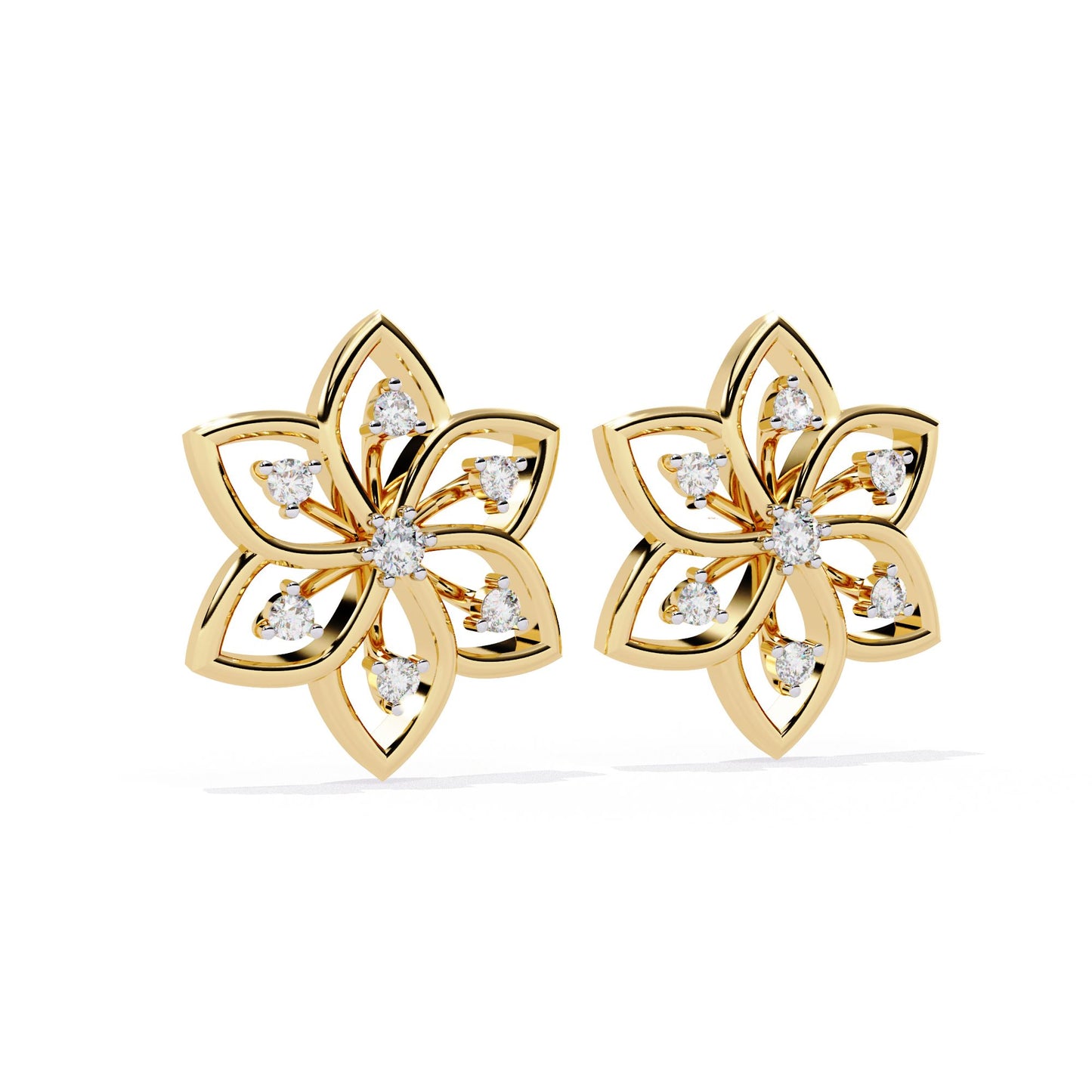 Pretty  Flower Studs with Diamond Sparkle