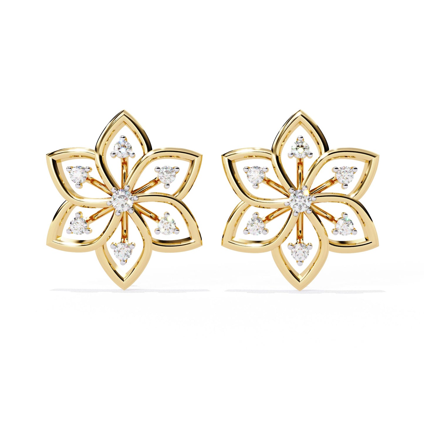 Pretty  Flower Studs with Diamond Sparkle