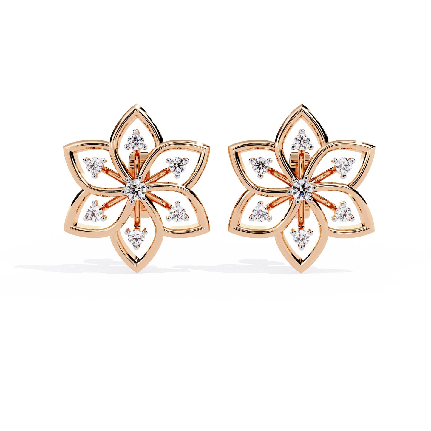 Pretty  Flower Studs with Diamond Sparkle