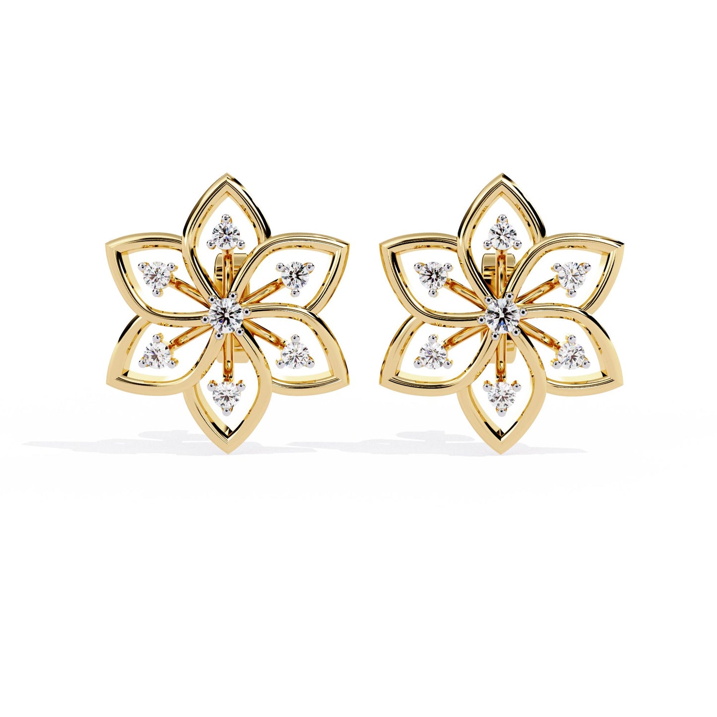 Pretty  Flower Studs with Diamond Sparkle