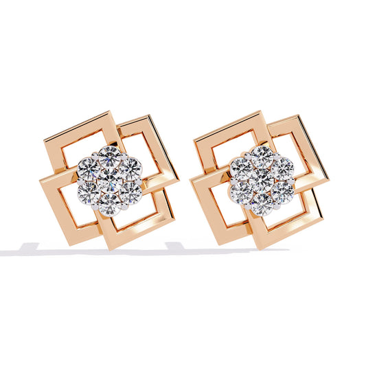 Square Earrings with Circle Center