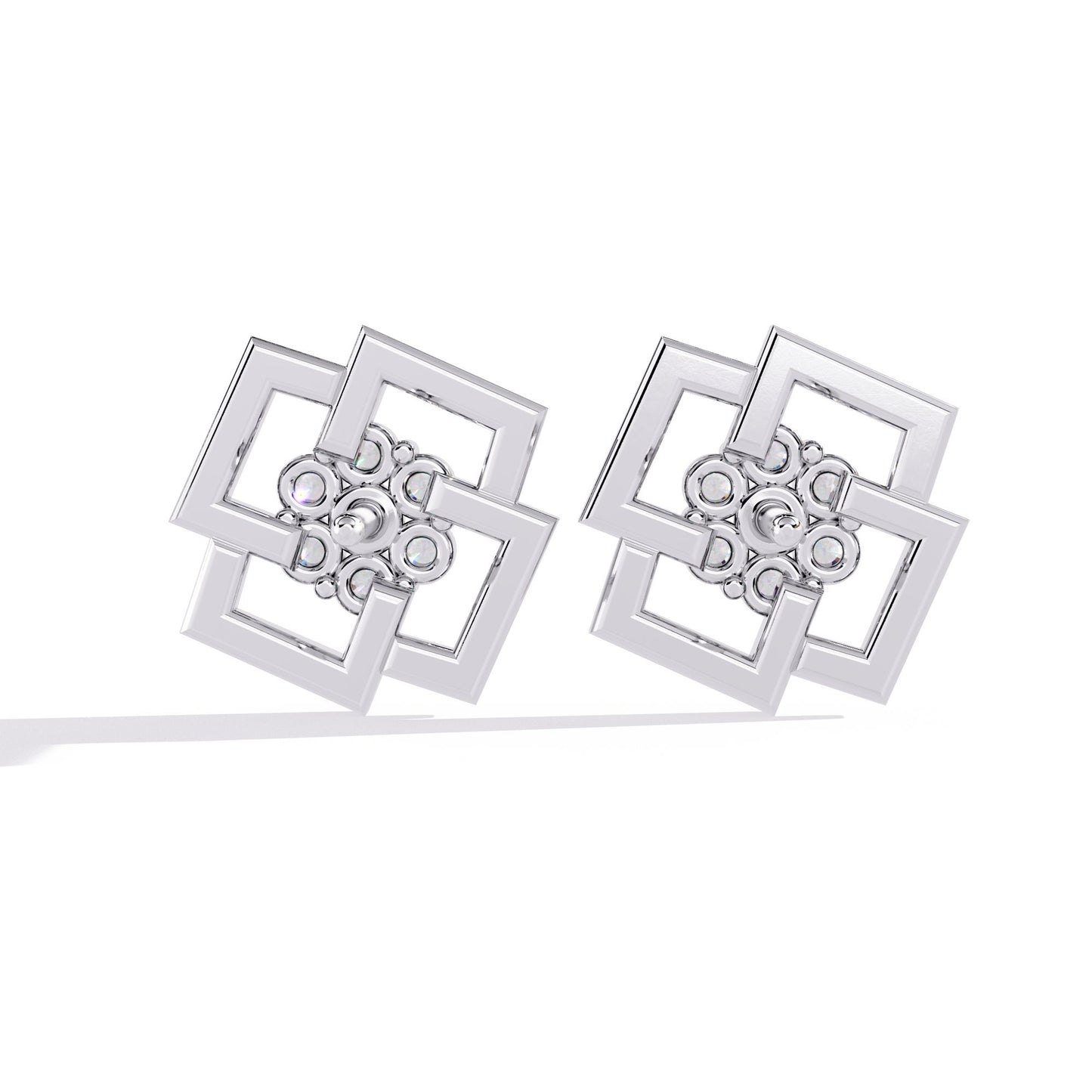 Square Earrings with Circle Center