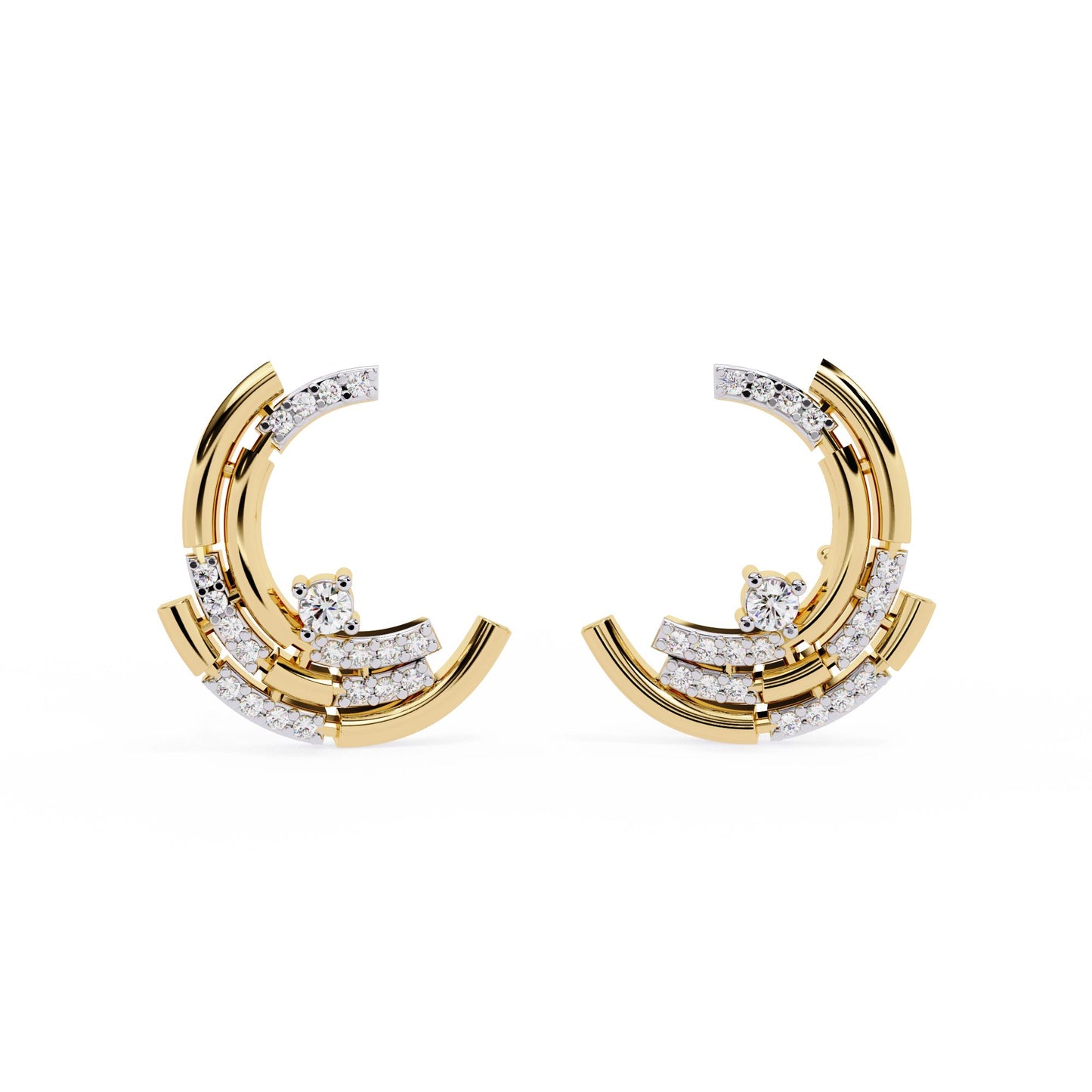 Modern Hoop Diamond Earrings