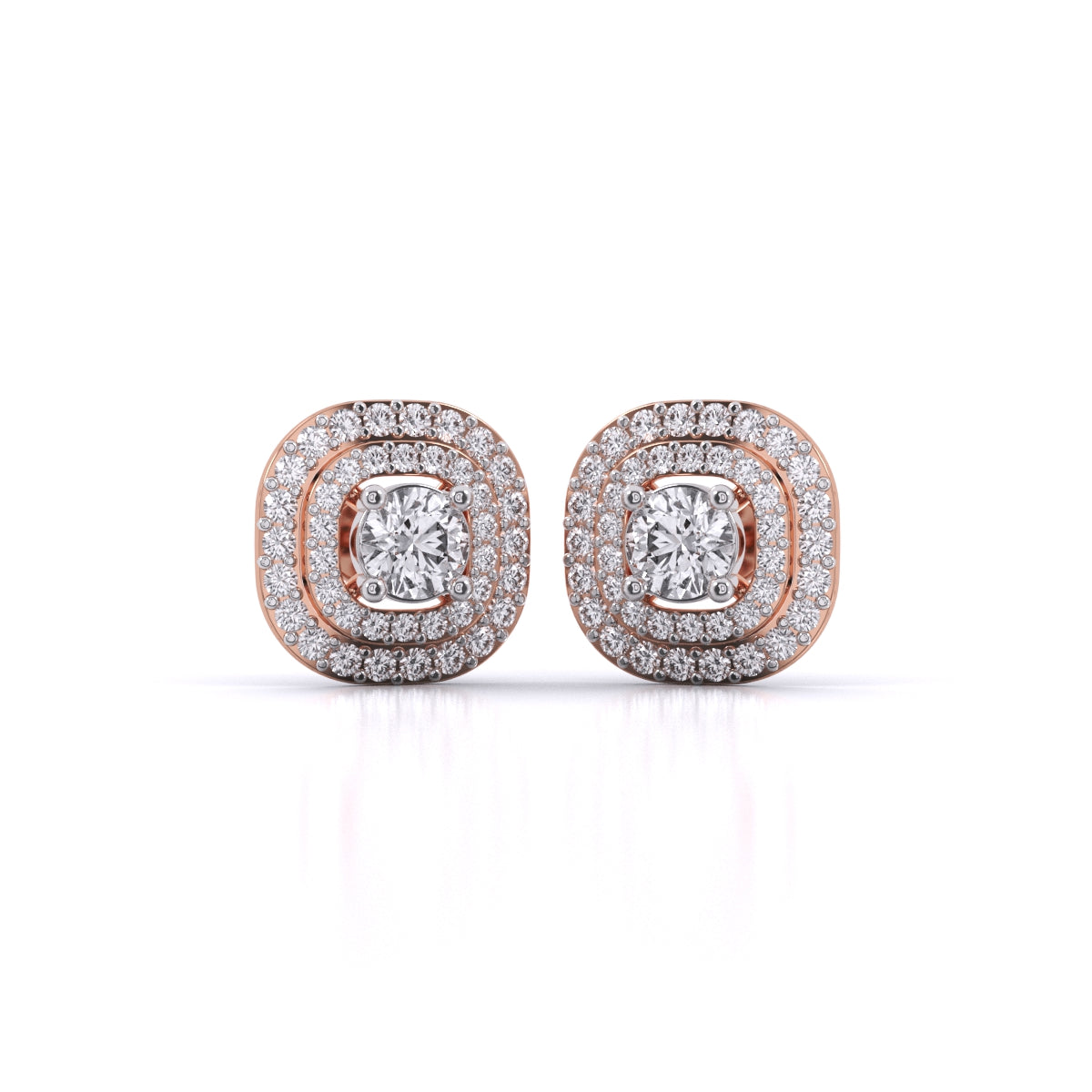 Centre 1 Carat Each Layered Diamond Studs Earring