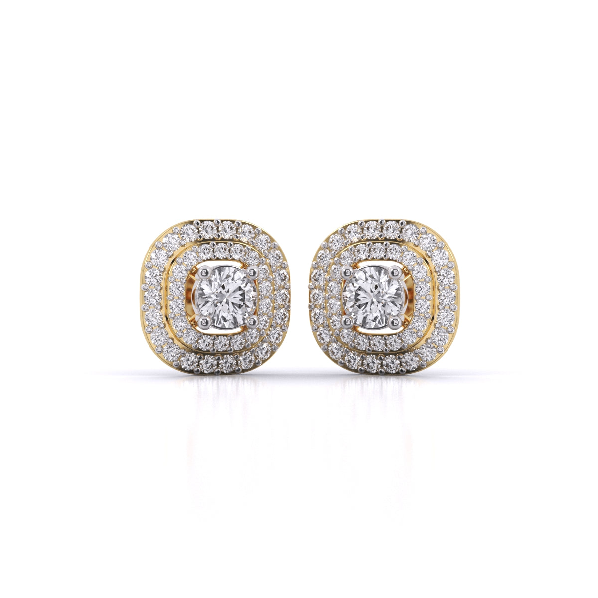 Centre 1 Carat Each Layered Diamond Studs Earring