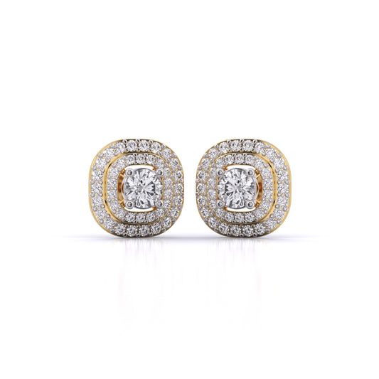 Centre 1 Carat Each Layered Diamond Studs Earring