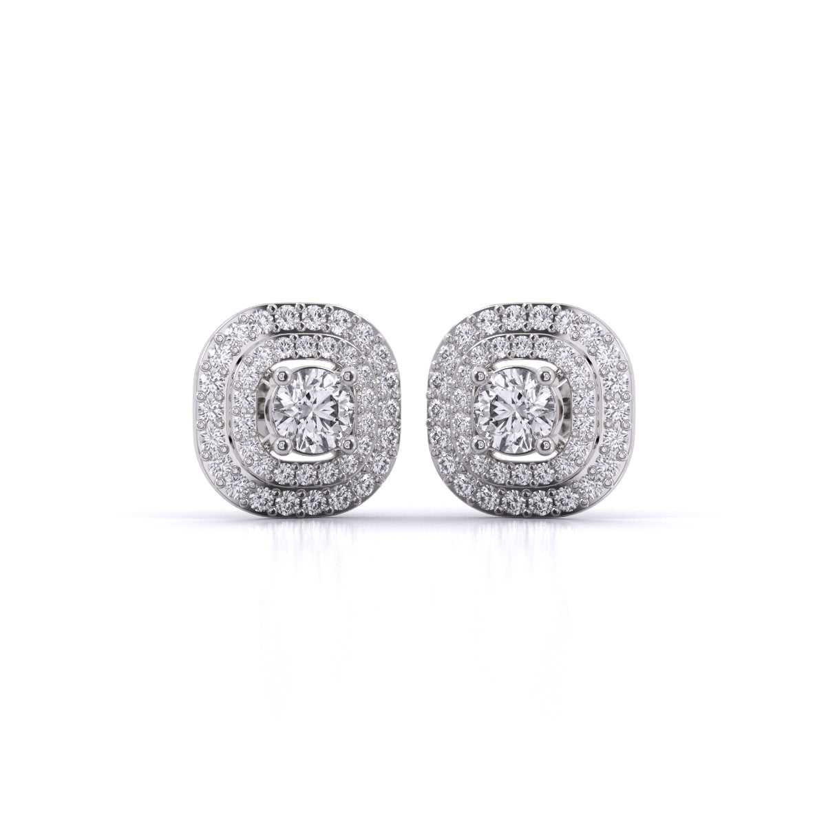 Centre 1 Carat Each Layered Diamond Studs Earring