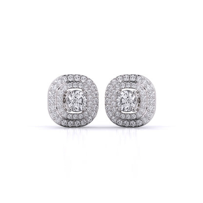 Centre 1 Carat Each Layered Diamond Studs Earring