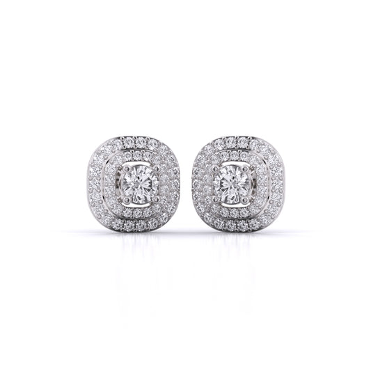 Centre 1 Carat Each Layered Diamond Studs Earring