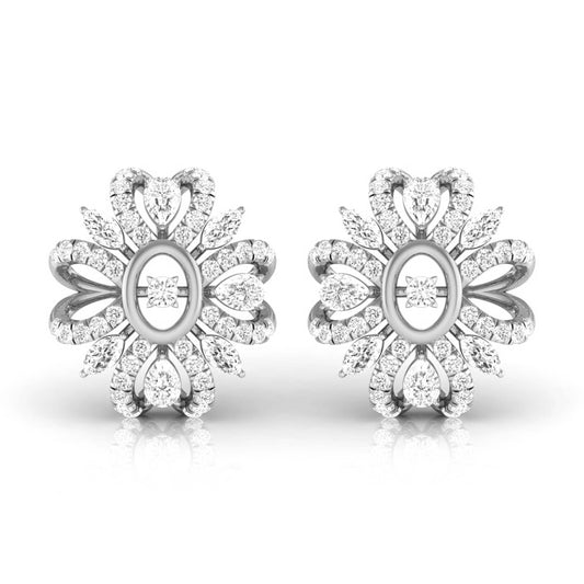 Pear, Marquise & Round Diamond Clustered Stud Earrings