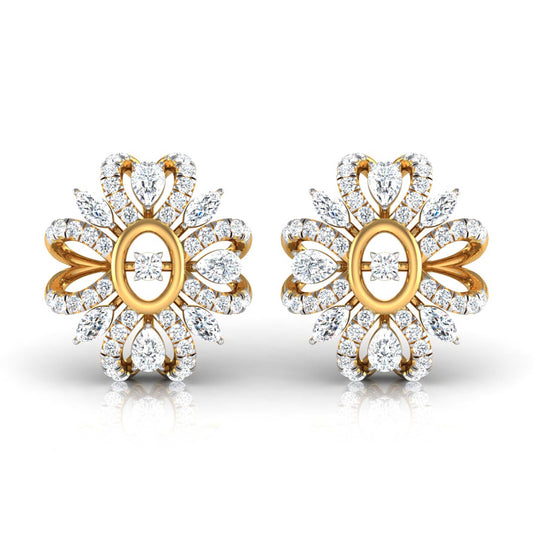 Pear, Marquise & Round Diamond Clustered Stud Earrings