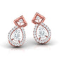 40 Pointers Solitaire Pear Diamond Teardrop Earring With Square Setting