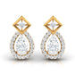 40 Pointers Solitaire Pear Diamond Teardrop Earring With Square Setting