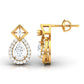 40 Pointers Solitaire Pear Diamond Teardrop Earring With Square Setting