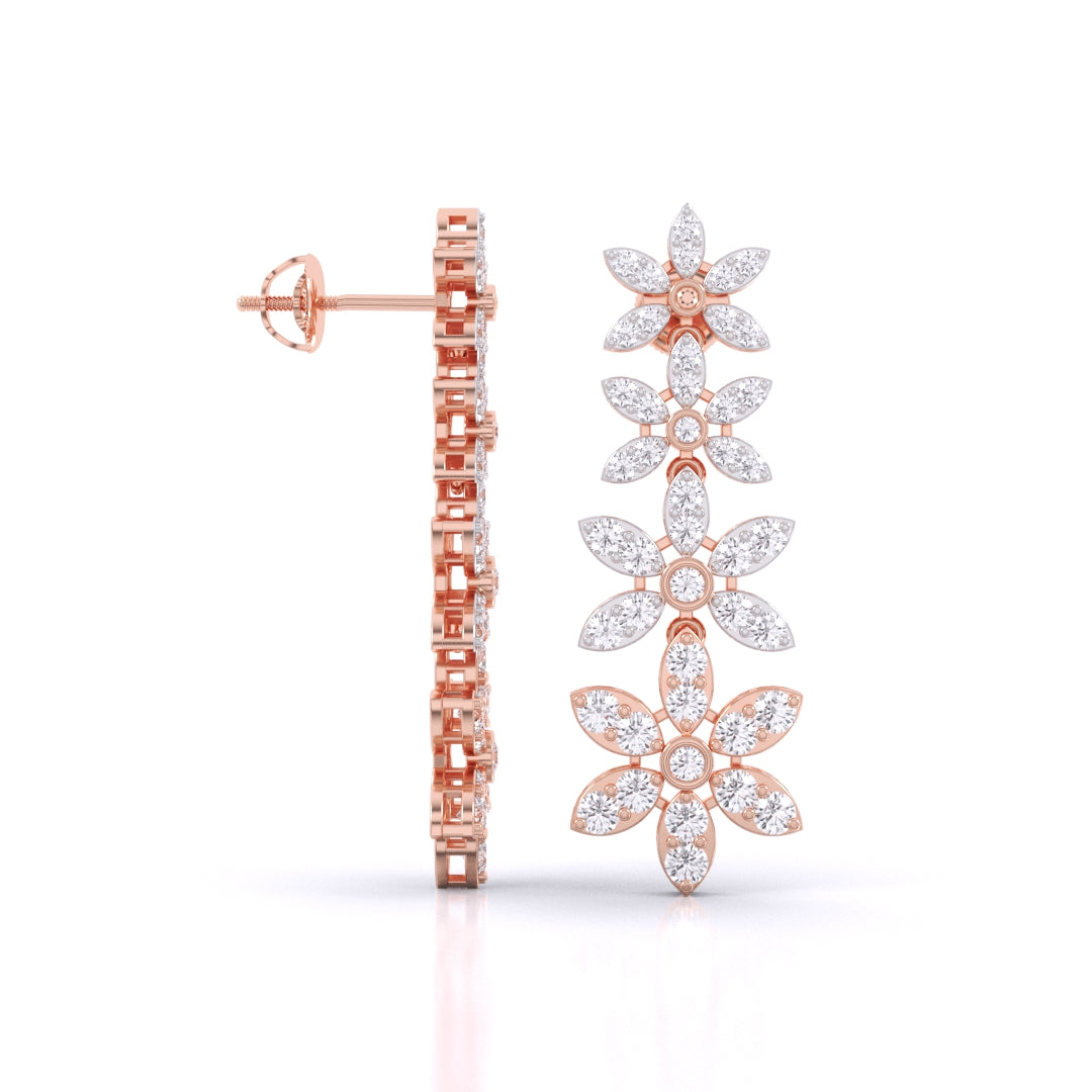 Yellow Gold Tower De Flora Diamond Dangler