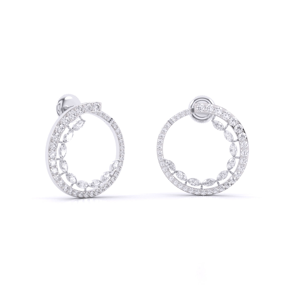 Marquise & Round Diamonds Hoop Earring