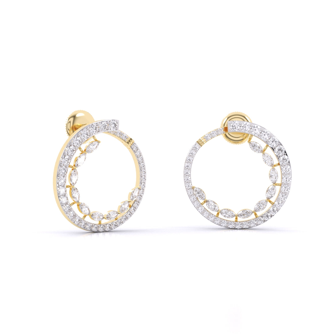 Marquise & Round Diamonds Hoop Earring